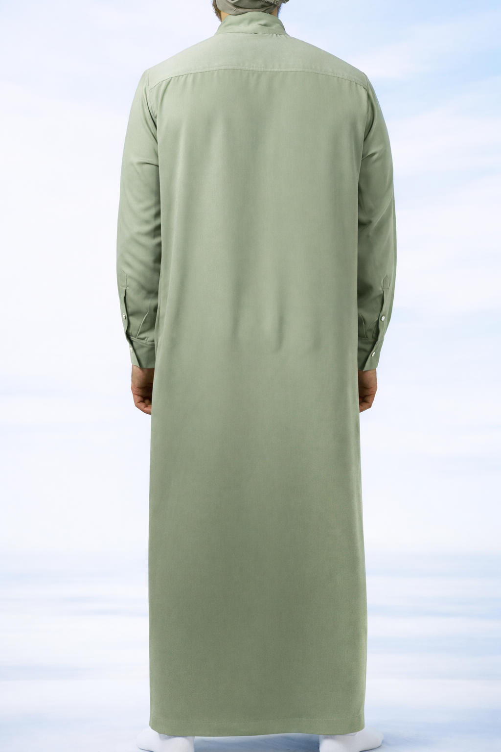 Lichtgroene heren qamis uit de Musallah Troves-collectie
