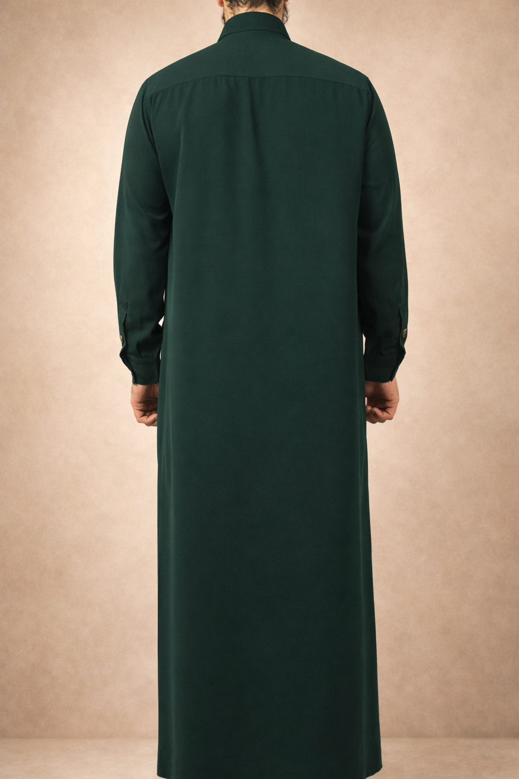 Donkergroene heren qamis met overhemdkraag uit de Adab-collectie
