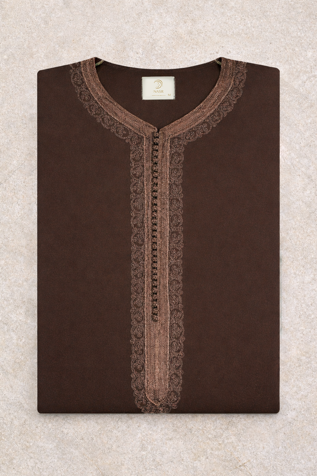 Traditionele Donkerbruine heren qamis uit de Shamaly Assembly-collectie