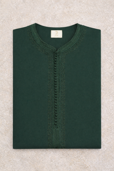 Traditionele Donkergroene heren qamis uit de Shamaly Assembly-collectie
