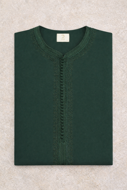 Traditionele Donkergroene heren qamis uit de Shamaly Assembly-collectie