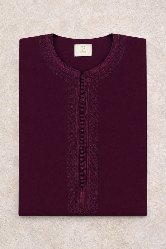 Traditionele Donkerrode heren qamis uit de Shamaly Assembly-collectie