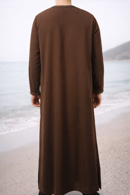 Traditionele Donkerbruine heren qamis uit de Shamaly Assembly-collectie