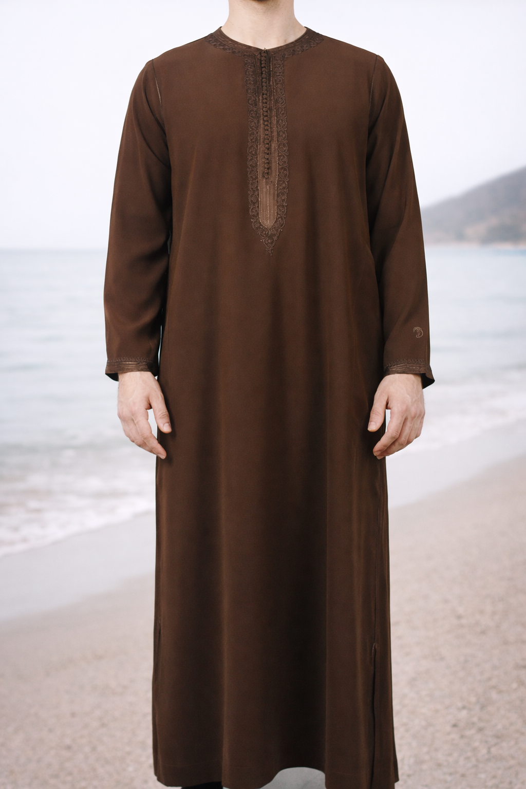 Traditionele Donkerbruine heren qamis uit de Shamaly Assembly-collectie
