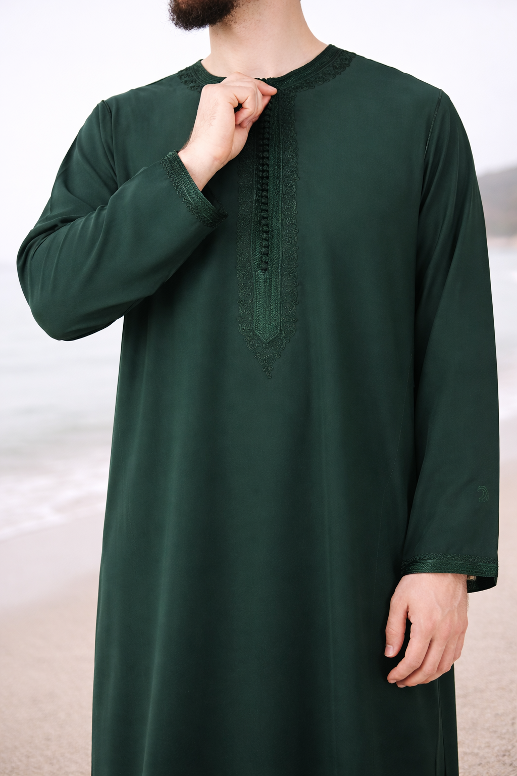 Traditionele Donkergroene heren qamis uit de Shamaly Assembly-collectie