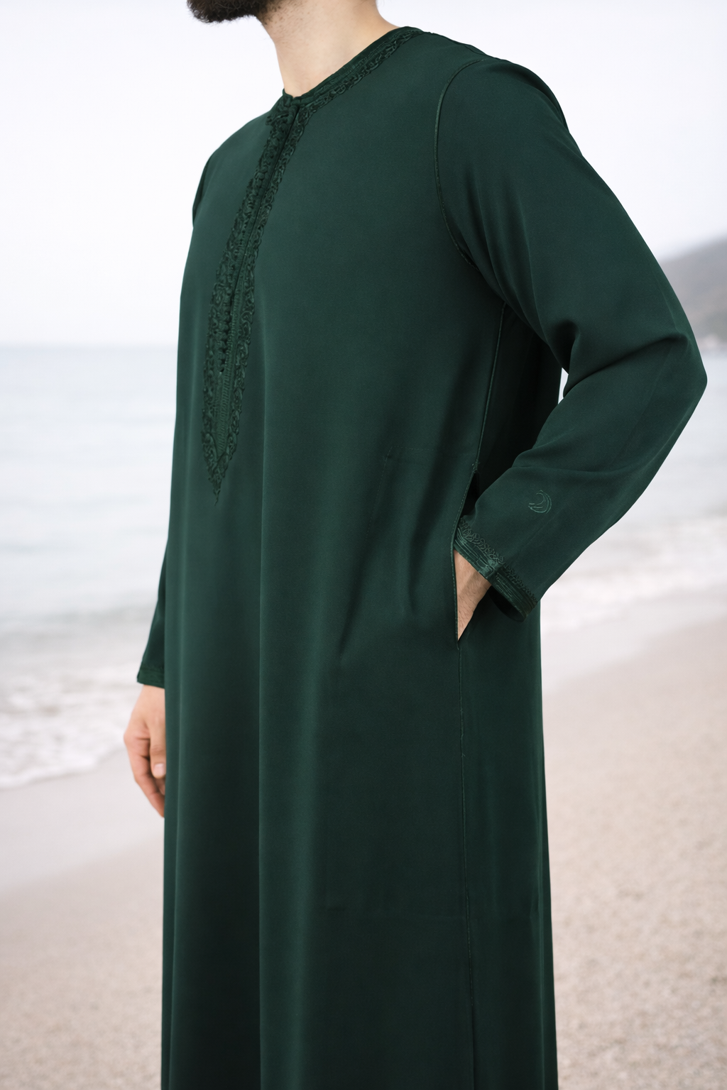 Traditionele Donkergroene heren qamis uit de Shamaly Assembly-collectie