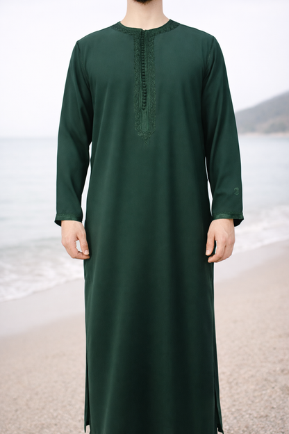 Traditionele Donkergroene heren qamis uit de Shamaly Assembly-collectie