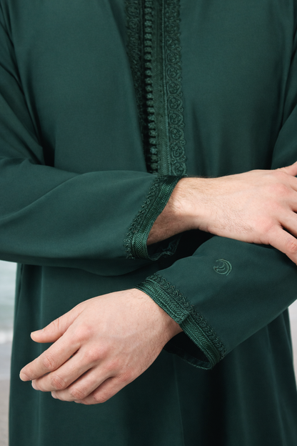 Traditionele Donkergroene heren qamis uit de Shamaly Assembly-collectie