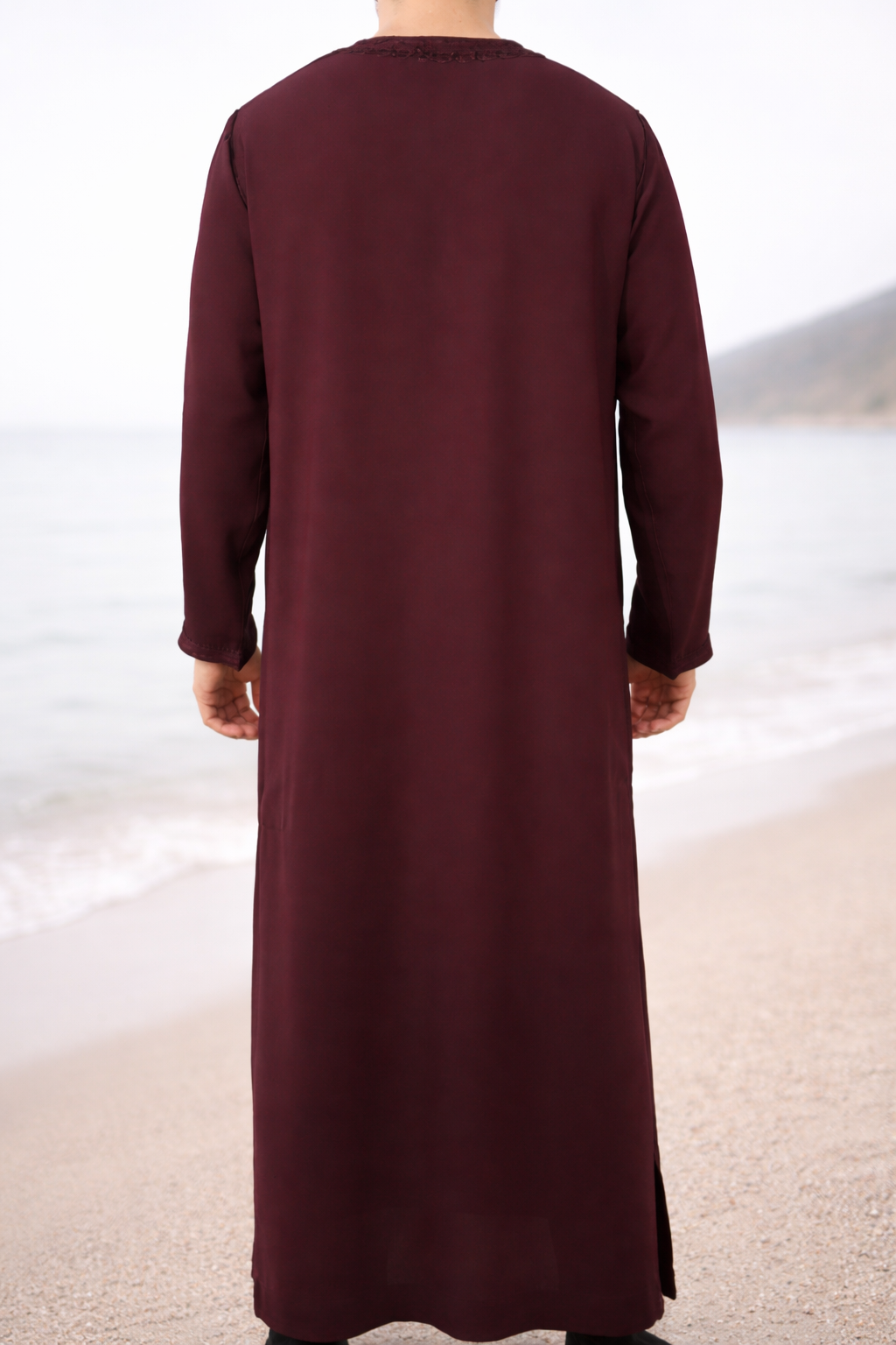 Traditionele Donkerrode heren qamis uit de Shamaly Assembly-collectie