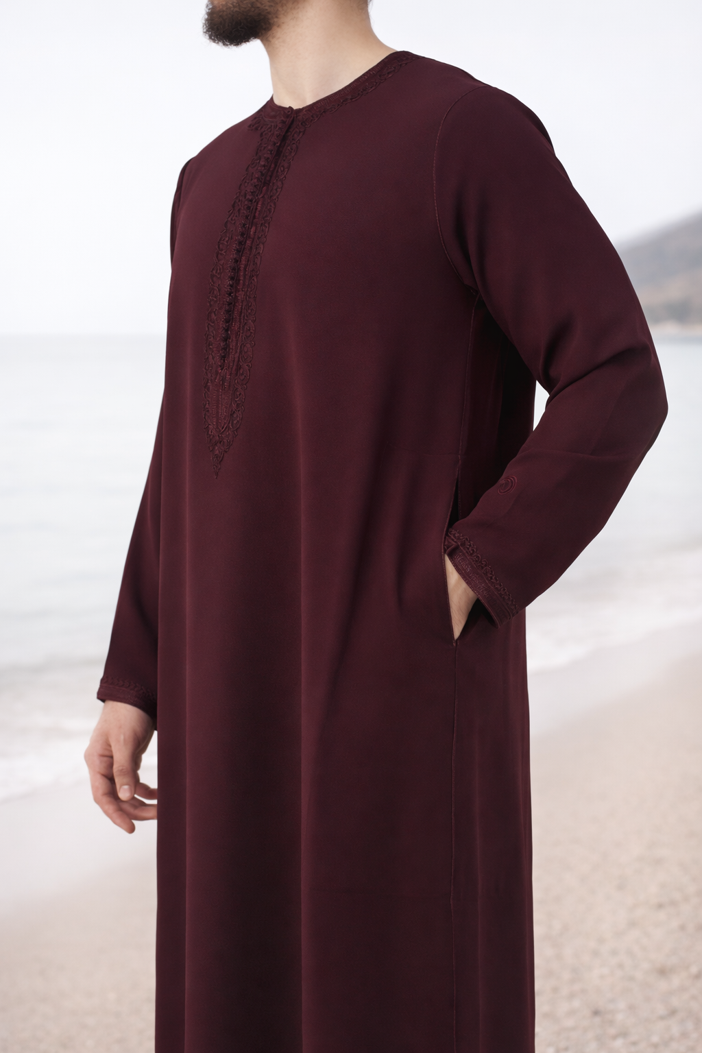 Traditionele Donkerrode heren qamis uit de Shamaly Assembly-collectie