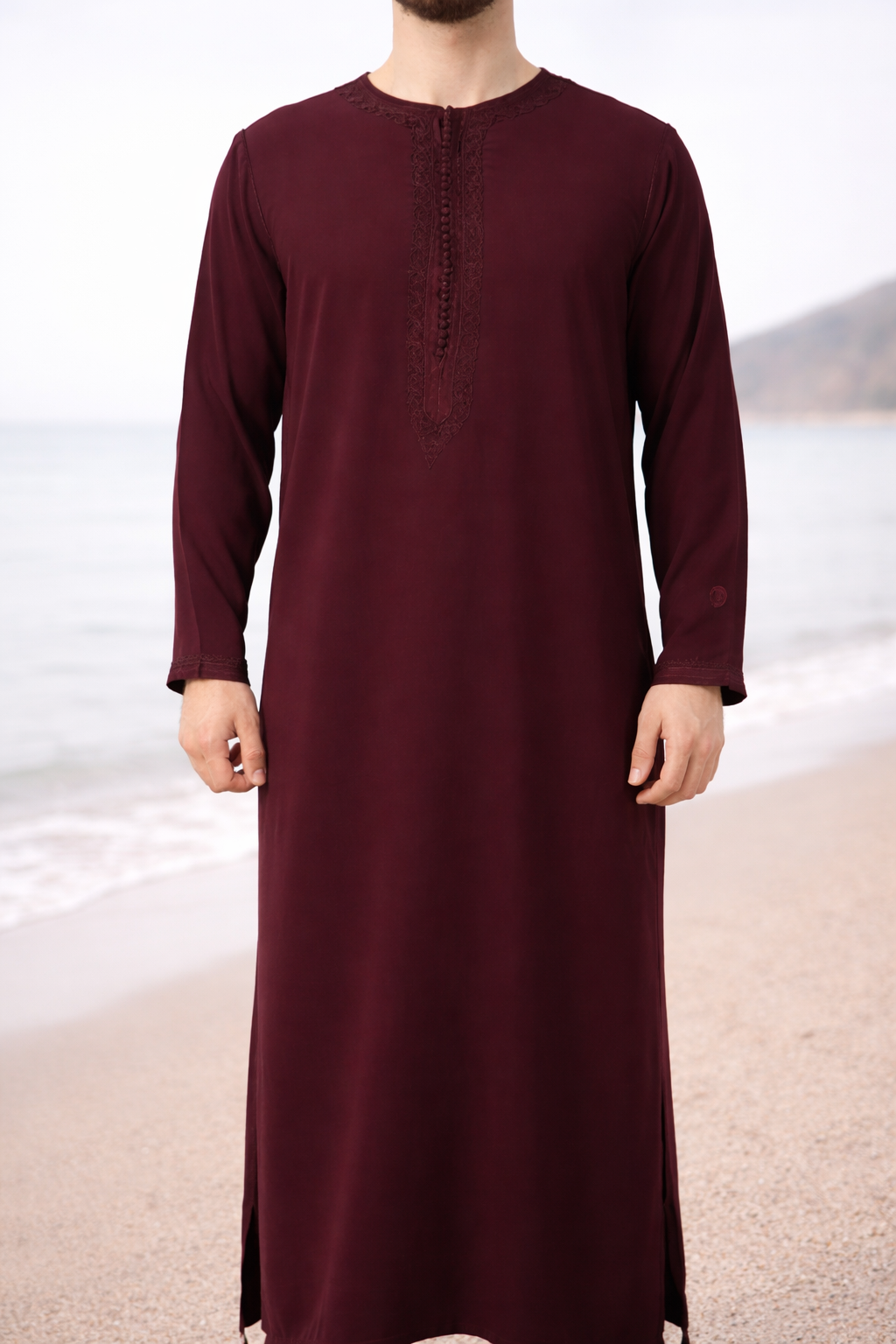 Traditionele Donkerrode heren qamis uit de Shamaly Assembly-collectie