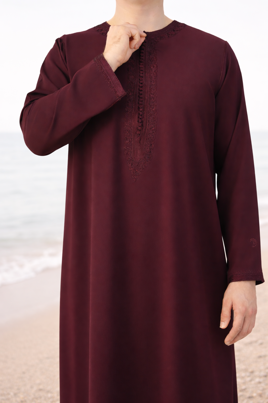 Traditionele Donkerrode heren qamis uit de Shamaly Assembly-collectie